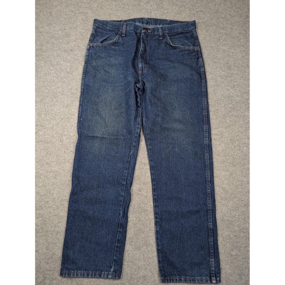 Vintage Rustler 87619PW Jeans Mens 36x30 Blue Medium Wash Regular Straight Denim